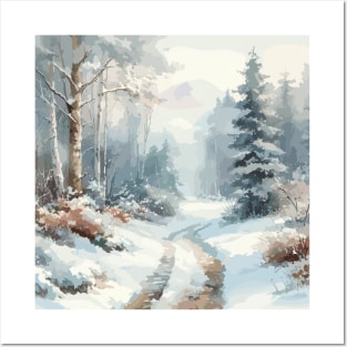 Winter Forest Road Posters and Art